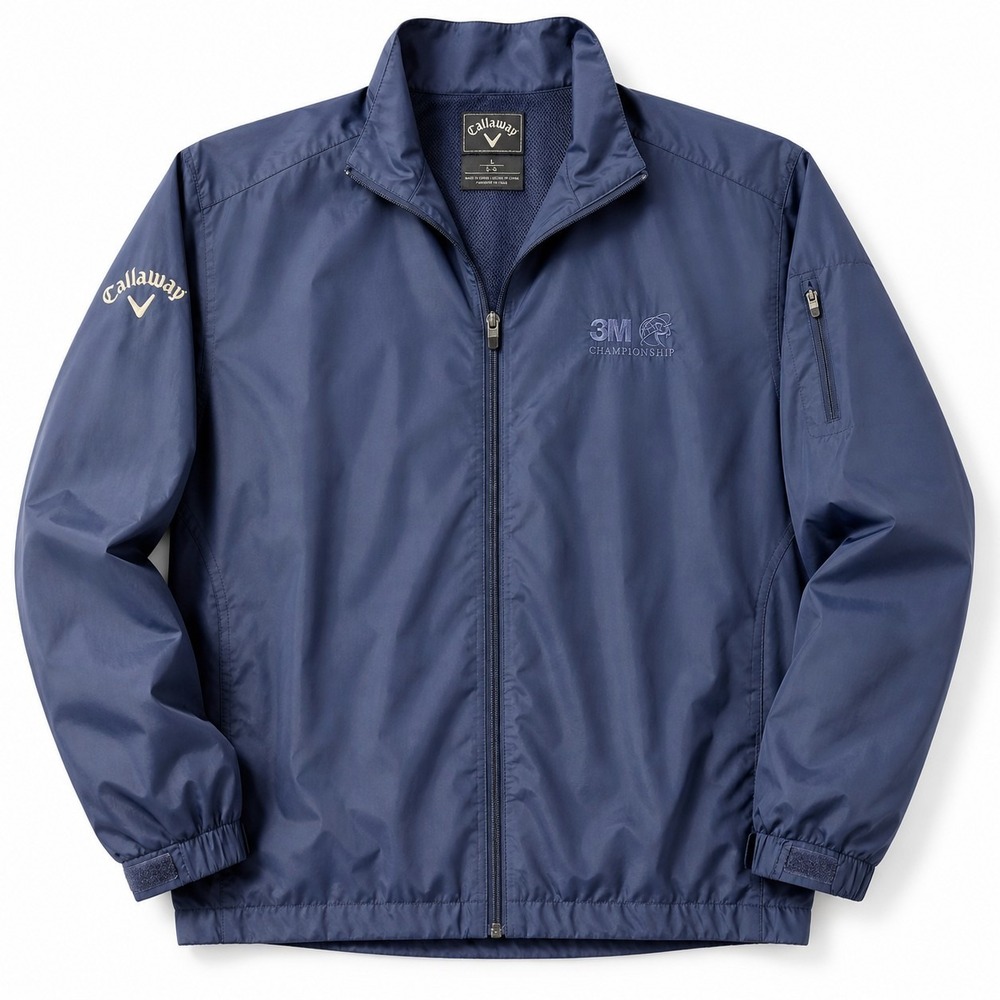 Callaway Men's Windbreaker Jacket Large Blue Full Zip 3M Championship Golf